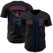 Laden Sie das Bild in den Galerie-Viewer, Custom Black Royal-Orange Authentic Baseball Jersey