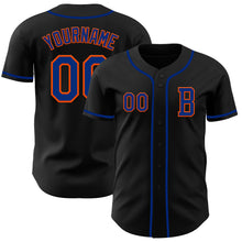 Laden Sie das Bild in den Galerie-Viewer, Custom Black Royal-Orange Authentic Baseball Jersey