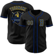 Laden Sie das Bild in den Galerie-Viewer, Custom Black Royal-Yellow Authentic Baseball Jersey