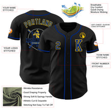 Laden Sie das Bild in den Galerie-Viewer, Custom Black Royal-Yellow Authentic Baseball Jersey