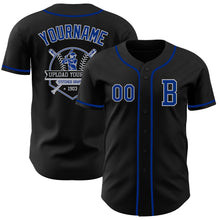 Laden Sie das Bild in den Galerie-Viewer, Custom Black Royal-Gray Authentic Baseball Jersey