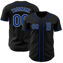 Laden Sie das Bild in den Galerie-Viewer, Custom Black Royal-Gray Authentic Baseball Jersey