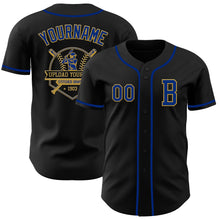 Laden Sie das Bild in den Galerie-Viewer, Custom Black Royal-Old Gold Authentic Baseball Jersey