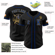 Laden Sie das Bild in den Galerie-Viewer, Custom Black Royal-Old Gold Authentic Baseball Jersey