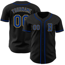 Laden Sie das Bild in den Galerie-Viewer, Custom Black Royal-Old Gold Authentic Baseball Jersey