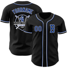 Laden Sie das Bild in den Galerie-Viewer, Custom Black Royal-White Authentic Baseball Jersey
