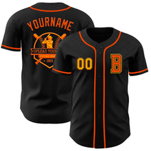 Laden Sie das Bild in den Galerie-Viewer, Custom Black Gold-Orange Authentic Baseball Jersey
