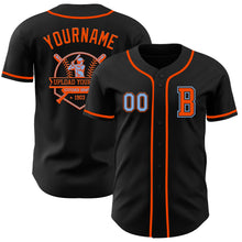 Laden Sie das Bild in den Galerie-Viewer, Custom Black Light Blue-Orange Authentic Baseball Jersey