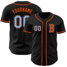 Laden Sie das Bild in den Galerie-Viewer, Custom Black Light Blue-Orange Authentic Baseball Jersey