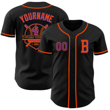 Laden Sie das Bild in den Galerie-Viewer, Custom Black Purple-Orange Authentic Baseball Jersey