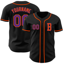 Laden Sie das Bild in den Galerie-Viewer, Custom Black Purple-Orange Authentic Baseball Jersey
