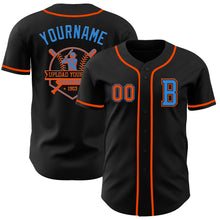 Laden Sie das Bild in den Galerie-Viewer, Custom Black Orange-Electric Blue Authentic Baseball Jersey