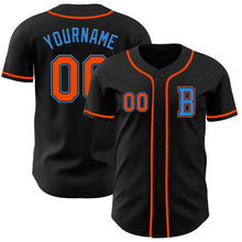 Laden Sie das Bild in den Galerie-Viewer, Custom Black Orange-Electric Blue Authentic Baseball Jersey