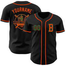 Загрузить изображение в средство просмотра галереи, Custom Black Kelly Green-Orange Authentic Baseball Jersey