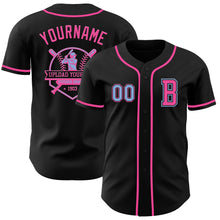 Laden Sie das Bild in den Galerie-Viewer, Custom Black Light Blue-Pink Authentic Baseball Jersey