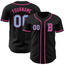 Laden Sie das Bild in den Galerie-Viewer, Custom Black Light Blue-Pink Authentic Baseball Jersey