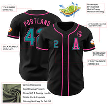 Laden Sie das Bild in den Galerie-Viewer, Custom Black Teal-Pink Authentic Baseball Jersey