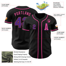 Laden Sie das Bild in den Galerie-Viewer, Custom Black Purple-Pink Authentic Baseball Jersey