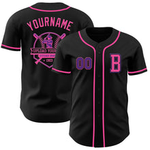 Laden Sie das Bild in den Galerie-Viewer, Custom Black Purple-Pink Authentic Baseball Jersey