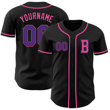 Laden Sie das Bild in den Galerie-Viewer, Custom Black Purple-Pink Authentic Baseball Jersey