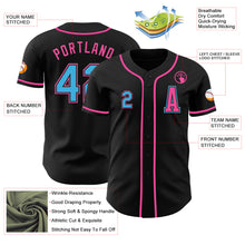 Laden Sie das Bild in den Galerie-Viewer, Custom Black Sky Blue-Pink Authentic Baseball Jersey