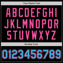 Laden Sie das Bild in den Galerie-Viewer, Custom Black Sky Blue-Pink Authentic Baseball Jersey