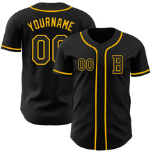Laden Sie das Bild in den Galerie-Viewer, Custom Black Gold Authentic Baseball Jersey