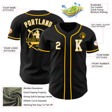 Laden Sie das Bild in den Galerie-Viewer, Custom Black White-Gold Authentic Baseball Jersey