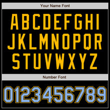 Laden Sie das Bild in den Galerie-Viewer, Custom Black Light Blue-Gold Authentic Baseball Jersey