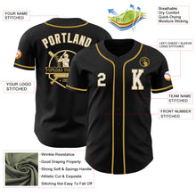 Laden Sie das Bild in den Galerie-Viewer, Custom Black White-Old Gold Authentic Baseball Jersey