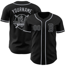 Laden Sie das Bild in den Galerie-Viewer, Custom Black Gray Authentic Baseball Jersey