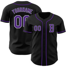 Laden Sie das Bild in den Galerie-Viewer, Custom Black Purple-Gray Authentic Baseball Jersey