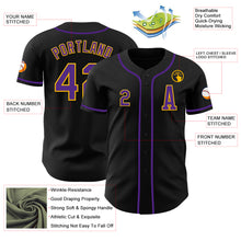 Laden Sie das Bild in den Galerie-Viewer, Custom Black Purple-Gold Authentic Baseball Jersey