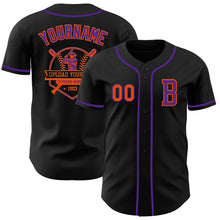 Laden Sie das Bild in den Galerie-Viewer, Custom Black Orange-Purple Authentic Baseball Jersey