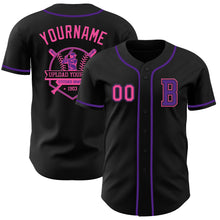 Laden Sie das Bild in den Galerie-Viewer, Custom Black Pink-Purple Authentic Baseball Jersey