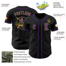 Laden Sie das Bild in den Galerie-Viewer, Custom Black Purple-Old Gold Authentic Baseball Jersey