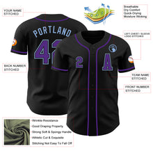 Laden Sie das Bild in den Galerie-Viewer, Custom Black Purple-Light Blue Authentic Baseball Jersey