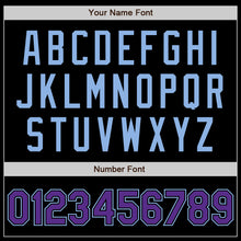 Laden Sie das Bild in den Galerie-Viewer, Custom Black Purple-Light Blue Authentic Baseball Jersey