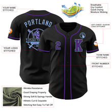 Laden Sie das Bild in den Galerie-Viewer, Custom Black Purple-Light Blue Authentic Baseball Jersey