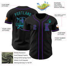 Laden Sie das Bild in den Galerie-Viewer, Custom Black Purple-Teal Authentic Baseball Jersey