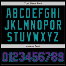 Laden Sie das Bild in den Galerie-Viewer, Custom Black Purple-Teal Authentic Baseball Jersey