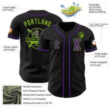 Laden Sie das Bild in den Galerie-Viewer, Custom Black Purple-Neon Green Authentic Baseball Jersey