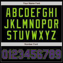 Laden Sie das Bild in den Galerie-Viewer, Custom Black Purple-Neon Green Authentic Baseball Jersey