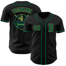 Загрузить изображение в средство просмотра галереи, Custom Black Kelly Green-Old Gold Authentic Baseball Jersey