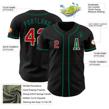 Laden Sie das Bild in den Galerie-Viewer, Custom Black Red-Kelly Green Authentic Baseball Jersey