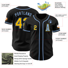 Load image into Gallery viewer, Custom Black Yellow-Light Blue Authentic Baseball Jersey