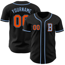 Laden Sie das Bild in den Galerie-Viewer, Custom Black Orange-Light Blue Authentic Baseball Jersey