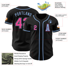 Laden Sie das Bild in den Galerie-Viewer, Custom Black Pink-Light Blue Authentic Baseball Jersey