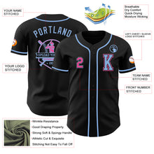 Laden Sie das Bild in den Galerie-Viewer, Custom Black Pink-Light Blue Authentic Baseball Jersey