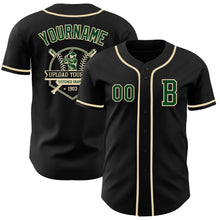 Laden Sie das Bild in den Galerie-Viewer, Custom Black Green-Cream Authentic Baseball Jersey